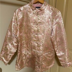 Robert Louis Women's Silk Gold and Pink Paisley Blazer L